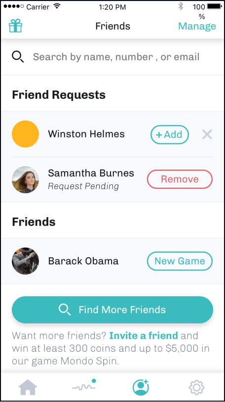 Friend Management Screen