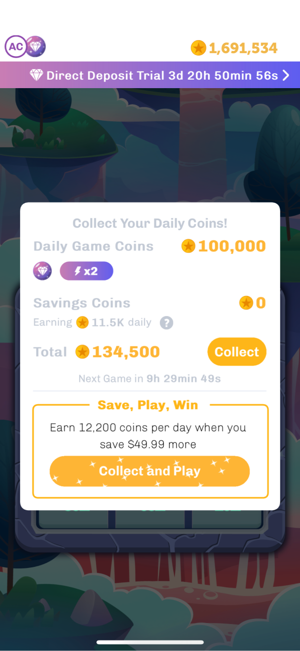 Daily Game end screen with Coin Earnings